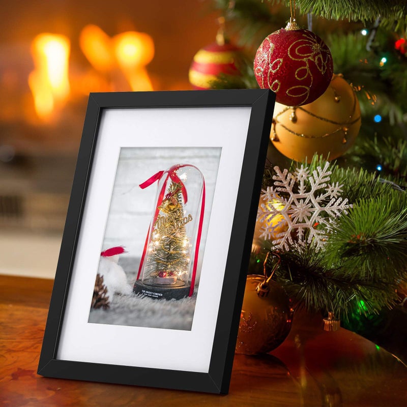 ONE WALL Tempered Glass 9x13 Picture Frame with Mats for 6x9 Photo, Black Wood Frame for Wall and Tabletop - Mounting Hardware Included - Image 4